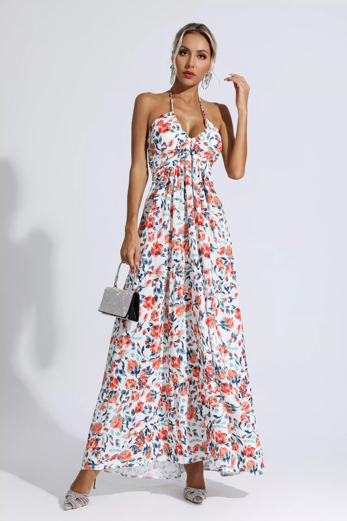 Frances Orange Printed Maxi Dress