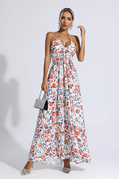 Frances Orange Printed Maxi Dress