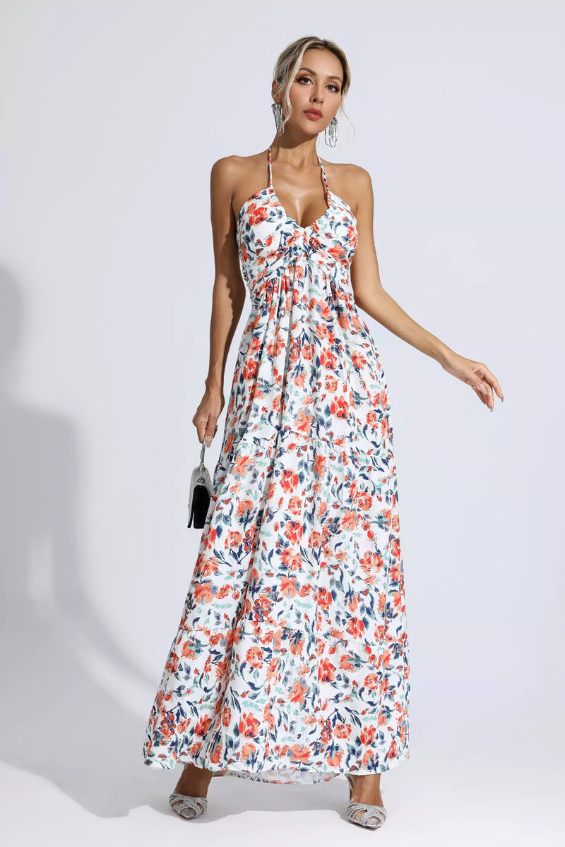 Frances Orange Printed Maxi Dress