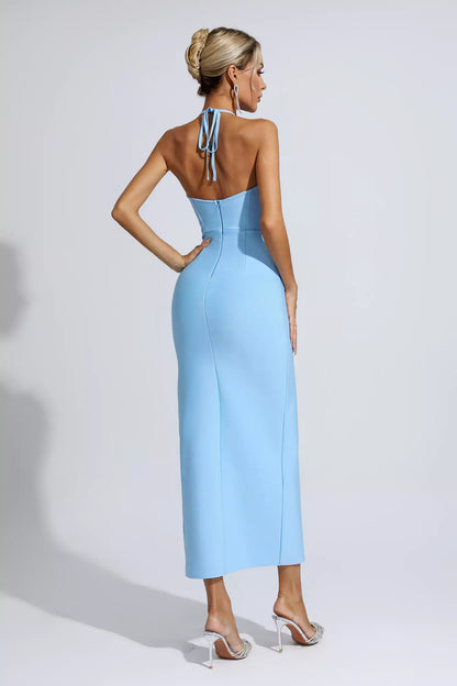 Francesca Blue Ruched Maxi Dress