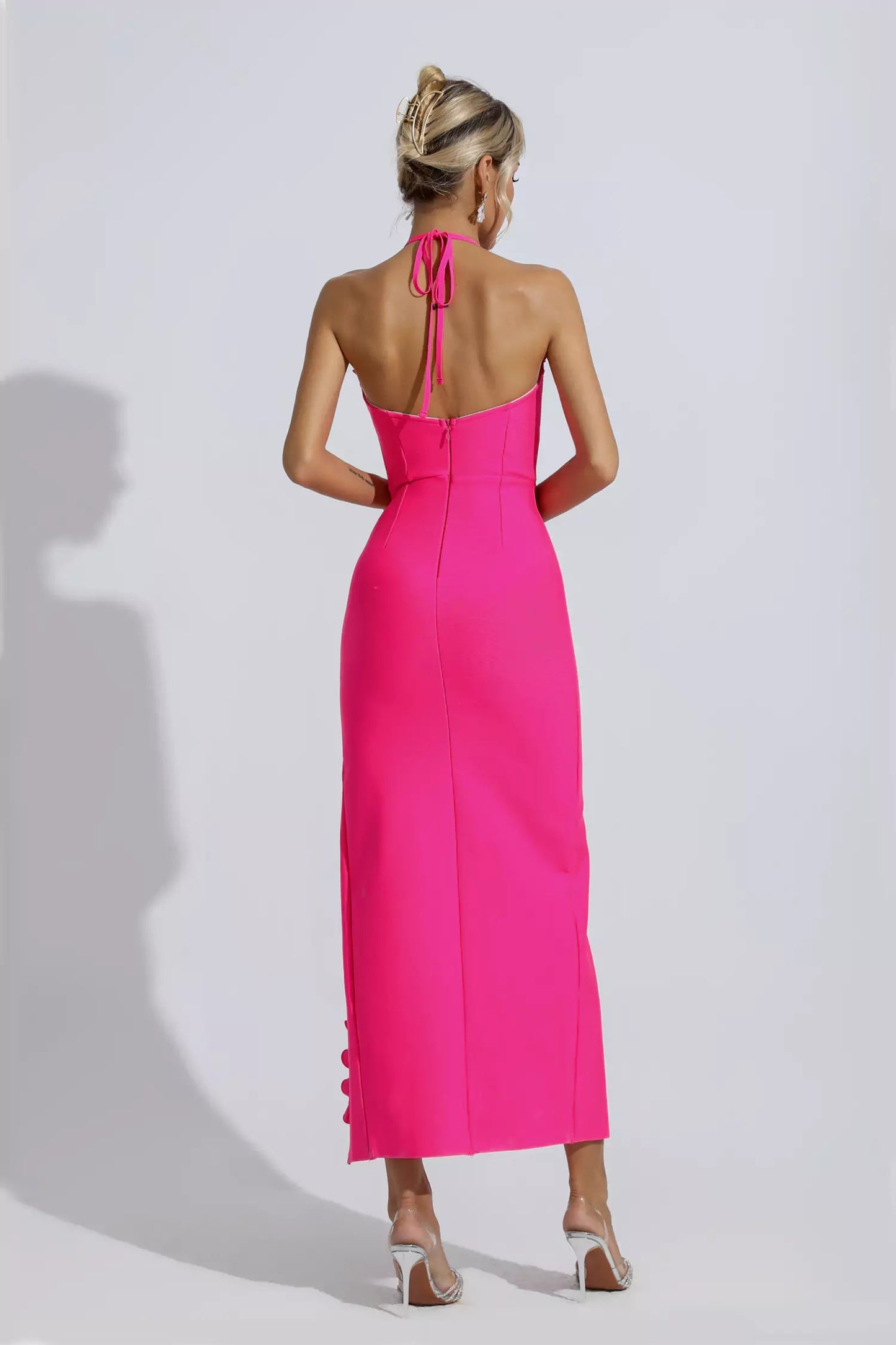Francesca Rose Red Ruched Maxi Dress