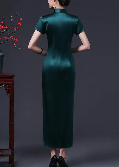 Print Side Open Silk Long Dresses Summer