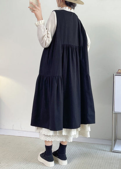 French Khaki O-neck Lace Patchwork Long Dress Sleeveless Bv029