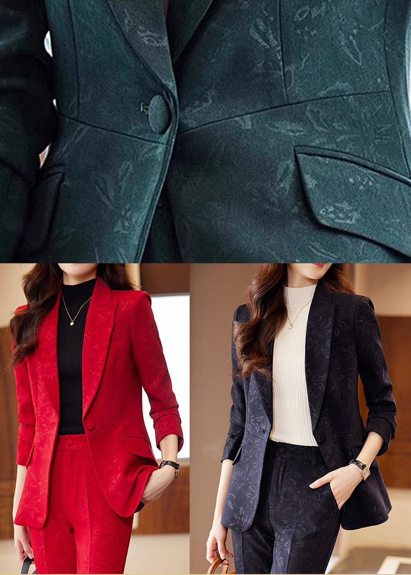 Style Blackish Green Print Silm Fit Cotton Coat Spring Yj022