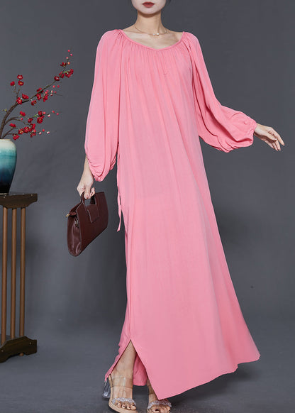 French Pink Oversized Cotton Maxi Dresses Spring Sd1047