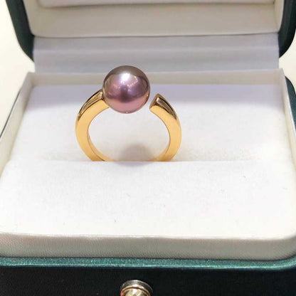9-10mm Freshwater Edison Purple Pearl Ring & 925 Sterling Sliver