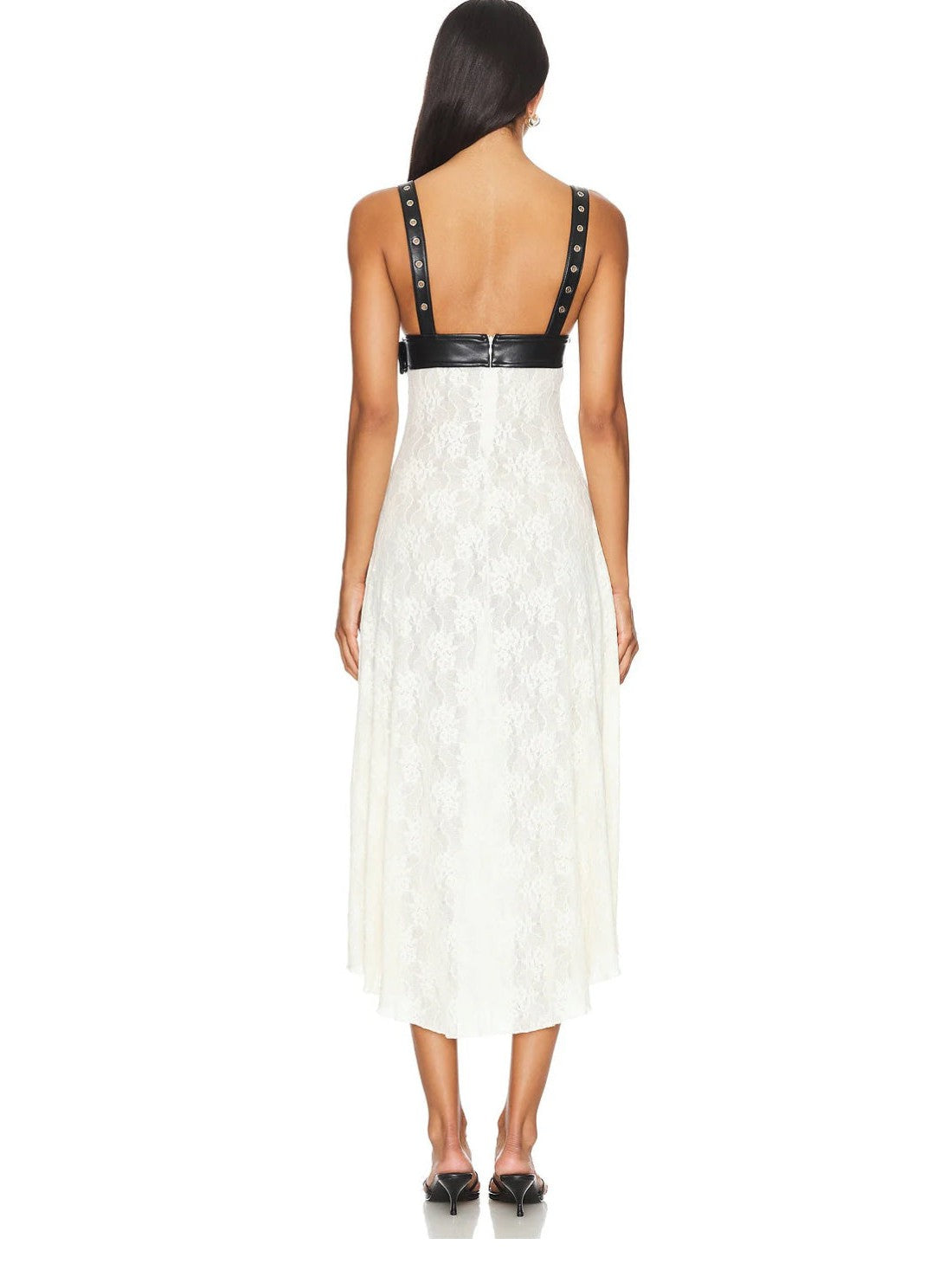 Lace Belt Bodice Midi Dress
