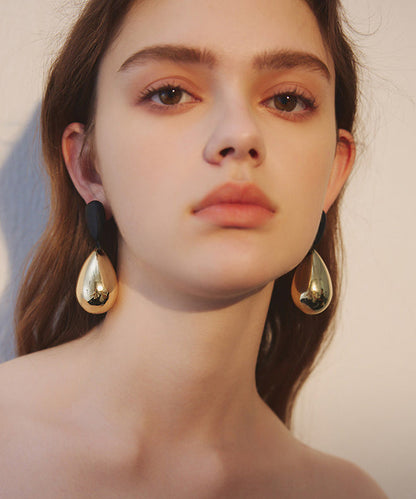 Glossy Gold Waterdrop Dangle Metal Drop Earrings