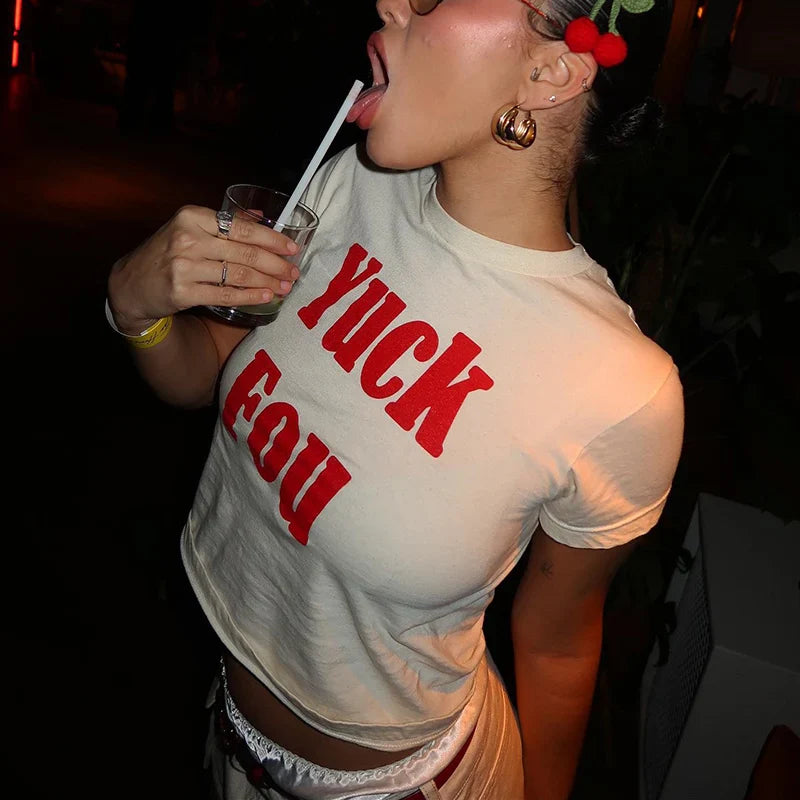 Gothic Hip-hop Letter Print Crop Top T-shirt