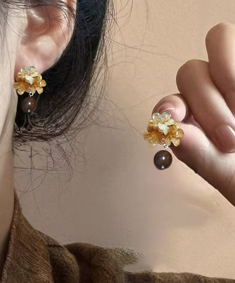 Gradient Color Brown Copper Resin Drop Earrings