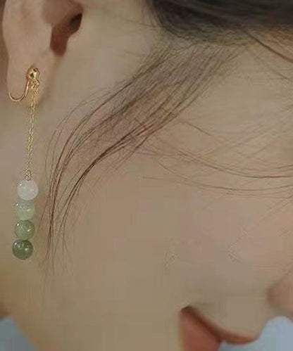 Gradient Color Green Jade Pearl Drop Earrings Tw1028