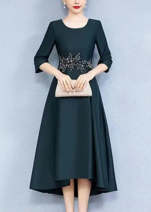 Silk Long Dress O Neck Summer
