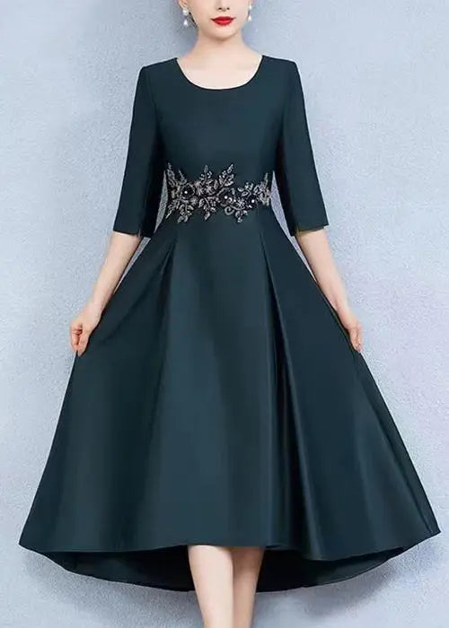 Silk Long Dress O Neck Summer