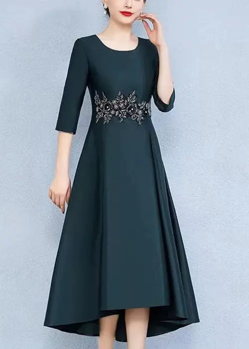 Silk Long Dress O Neck Summer