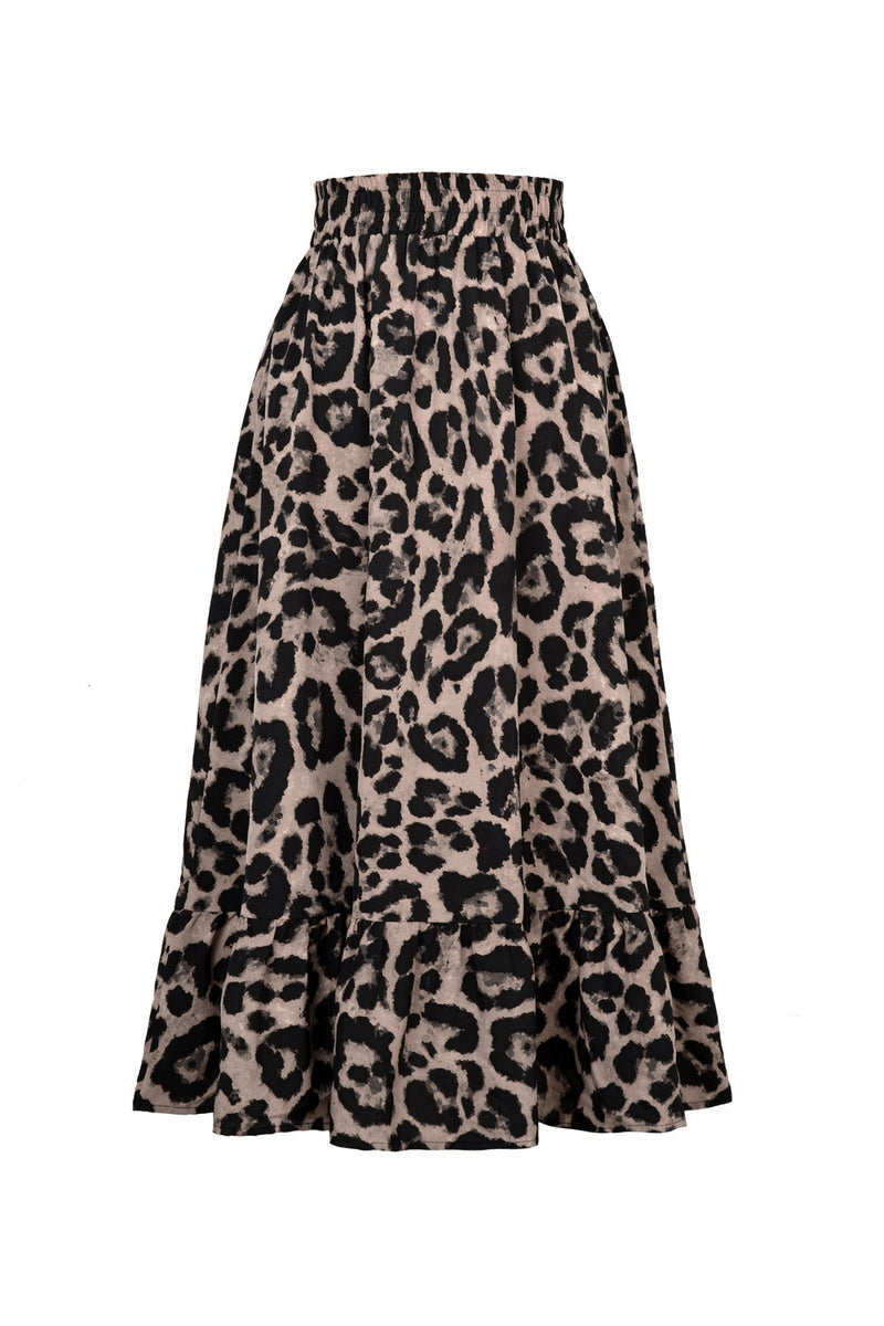 Contrast Color Pleated Hem Midi Skirt