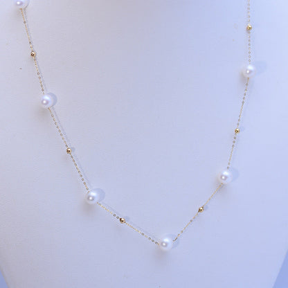 Gypsophila 6-7mm Freshwater Pearl Necklace Clavicle Chain