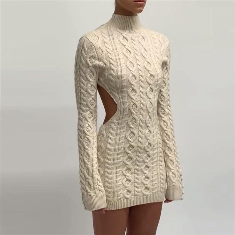 Elara - Knitted Back Cut-out Mini Dress