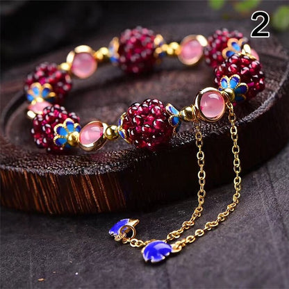 Garnet Stone Pomegranate Bracelet