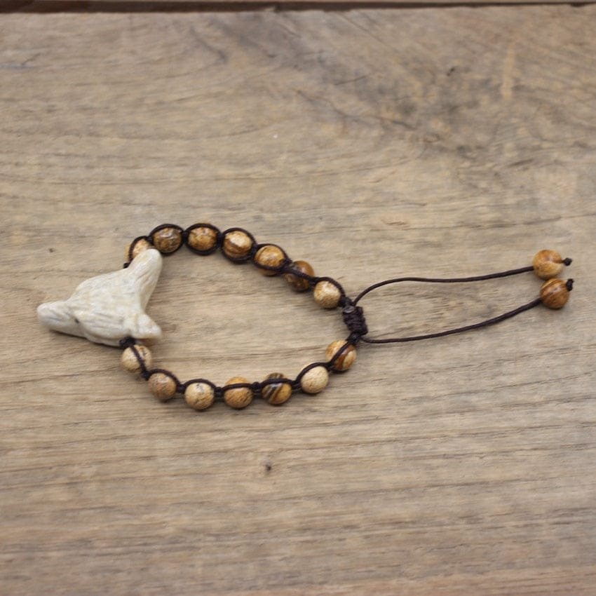 Natural Stone Wolf Beaded Bracelet