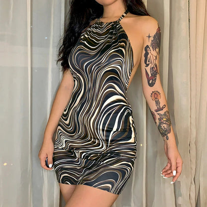 Spaghetti Strap Backless Lace Club Mini Dress