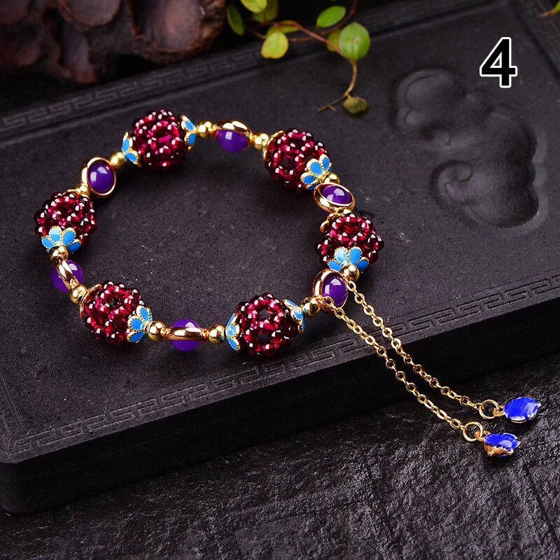 Garnet Stone Pomegranate Bracelet