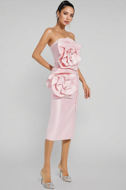 Molia Pink Strapless Midi Dress