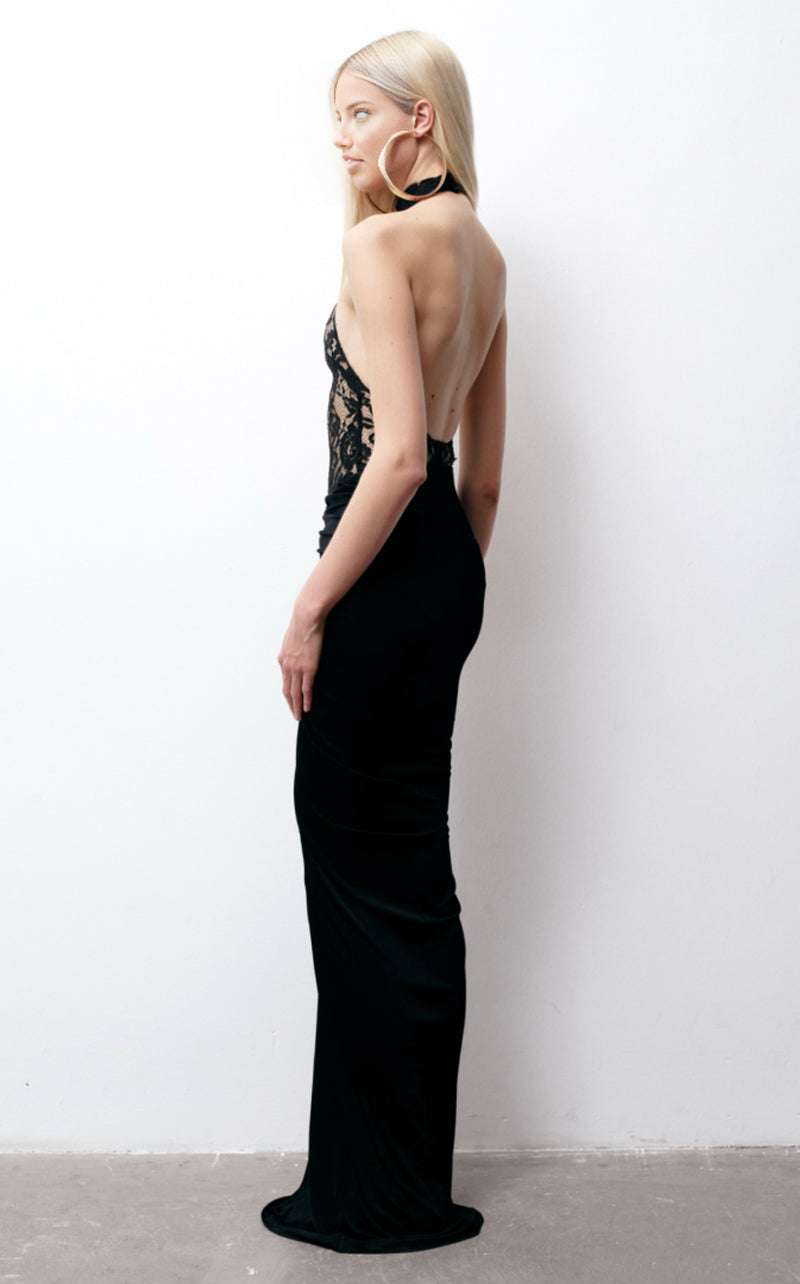Janice Halterneck Lace Maxi Dress