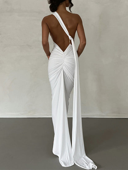 Halter Lace-up Backless Maxi Dress