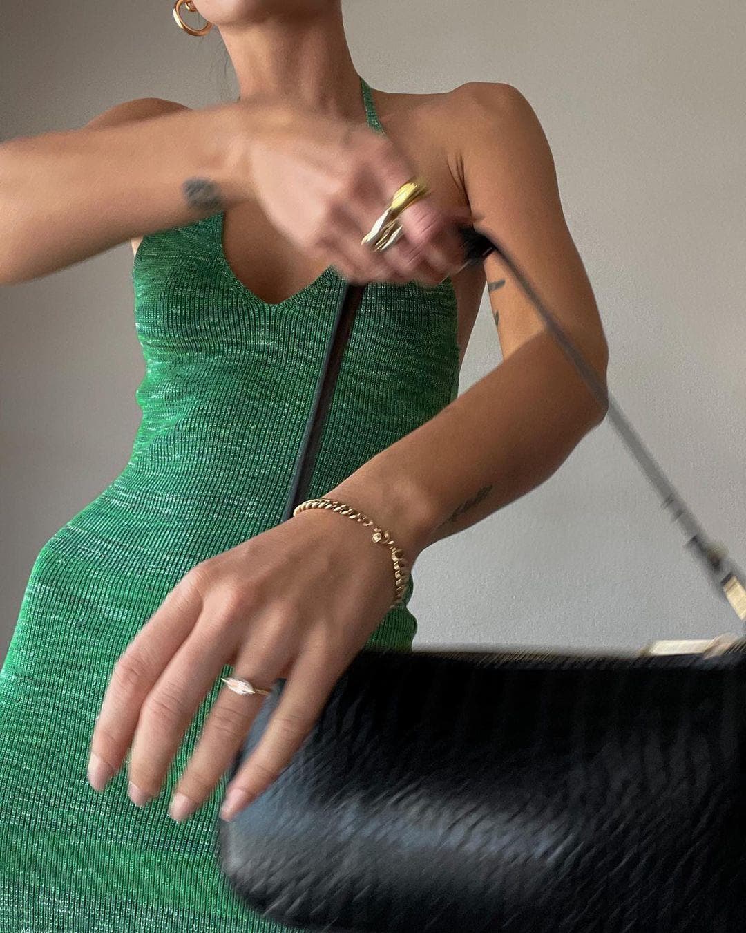 Halter V-neck Knitted Midi Dress