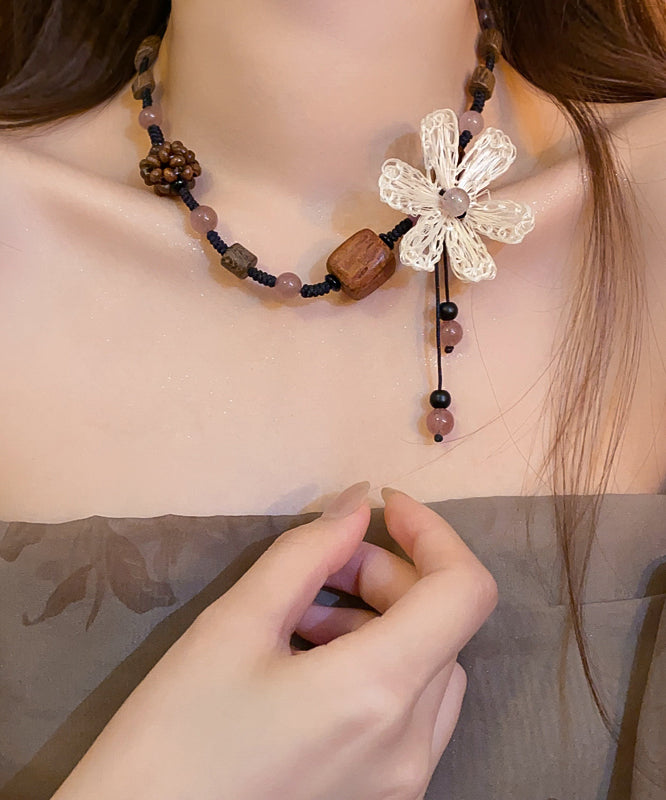 Handmade Coffee Resin Beading Tassel Pendant Necklace
