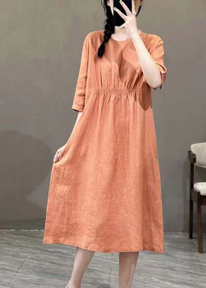 Handmade Orange O-neck Patchwork Maxi Dress Summer Gh1059