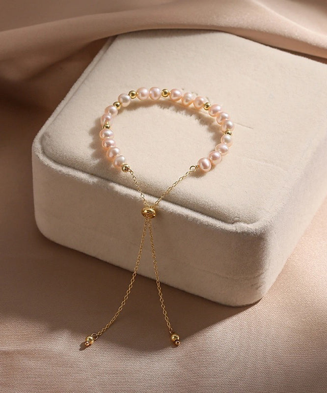 Handmade Original Design Pink Pearl 14k Gold Bracelet