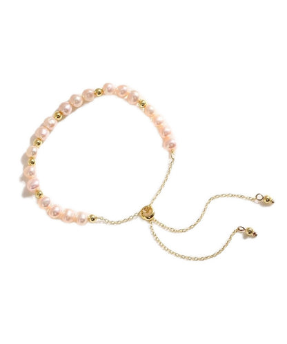 Handmade Original Design Pink Pearl 14k Gold Bracelet