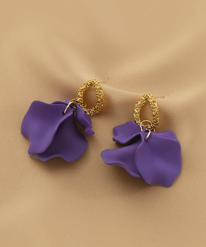 Handmade Purple Alloy Acrylic Hoop Earrings Ly1803
