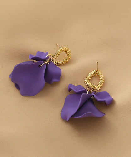 Handmade Purple Alloy Acrylic Hoop Earrings