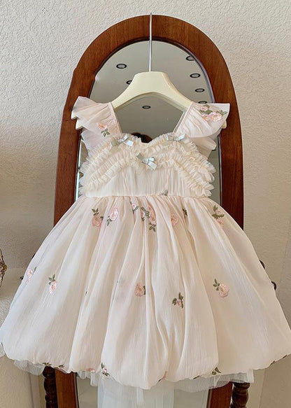 Handmade Yellow Bow Embroideried Backless Tulle Maxi Dresses Summer Ye009