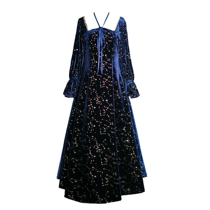 Party Dress Evening French Retro Dress Female Long Sleeve Flroal Midi Dress Korean Autumn