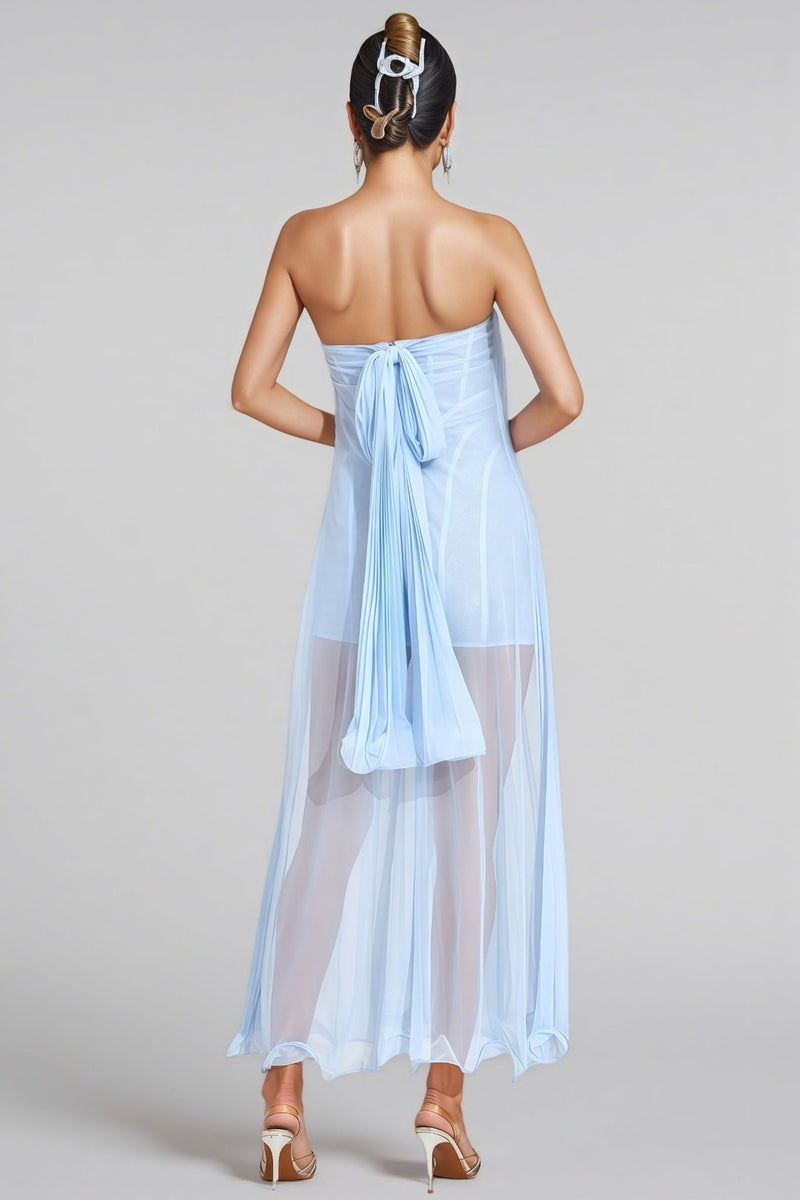 Nick Blue Mesh Midi Dress