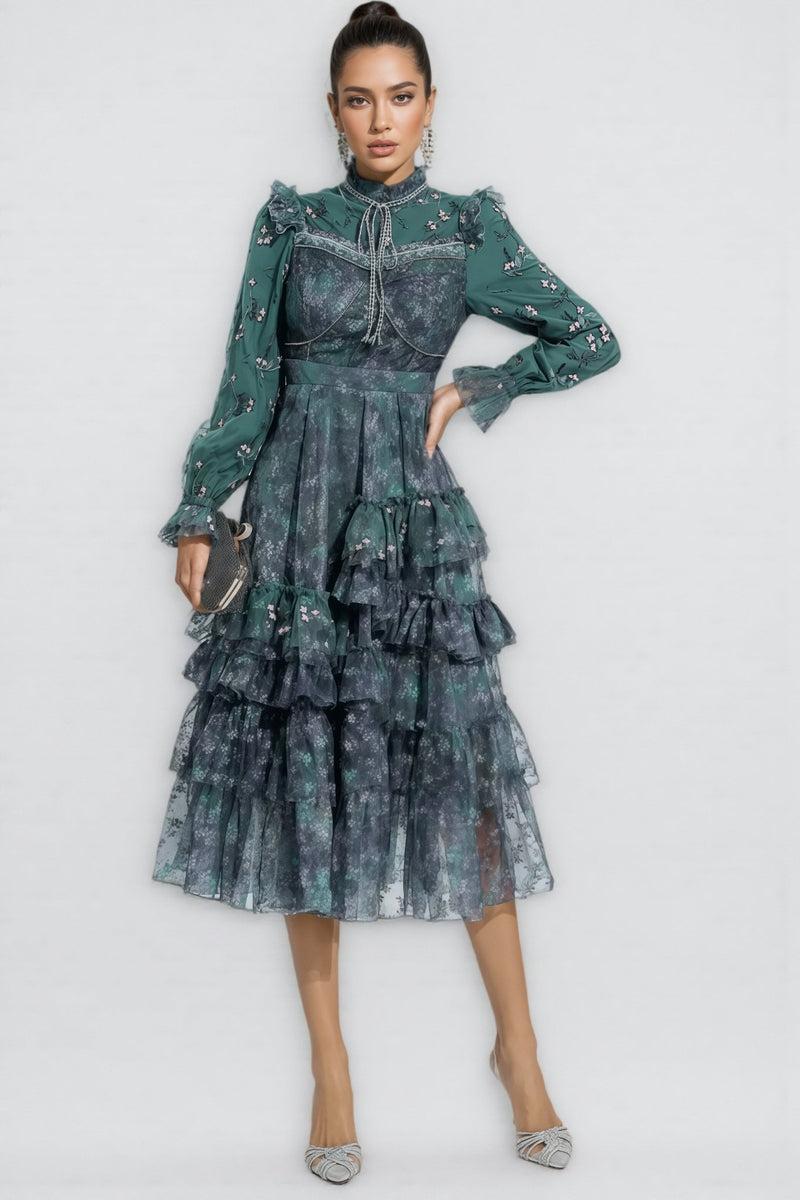 Fagaro Green Mesh Midi Dress