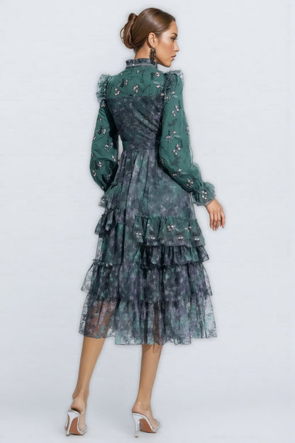 Fagaro Green Mesh Midi Dress