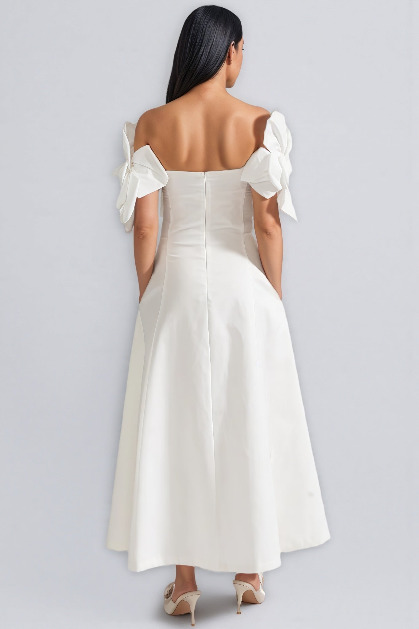 Dasaka White Strapless 3d Maxi Dress