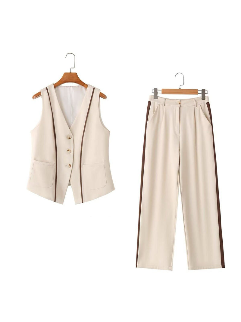 Striped Waistcoat Vest & Pants Coord Set