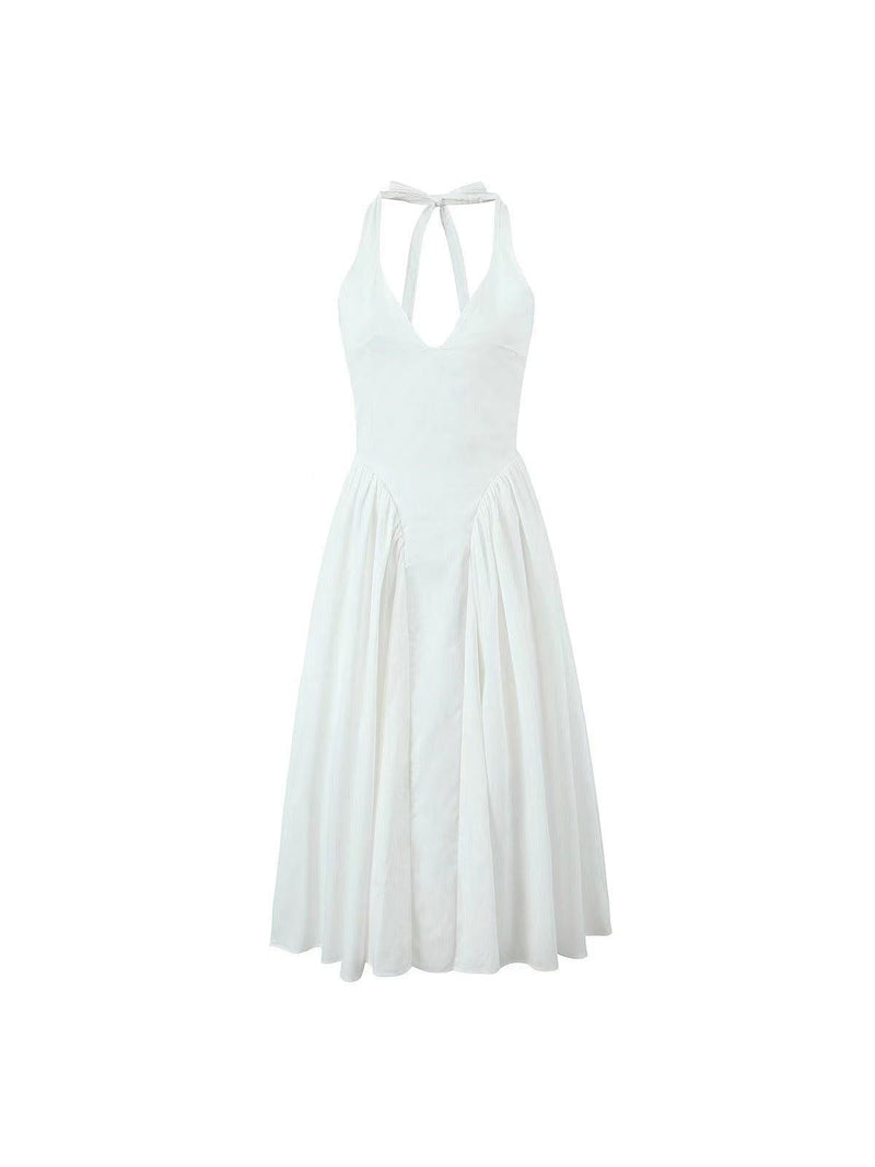 Serena Tied Halterneck Flare Midi Dress