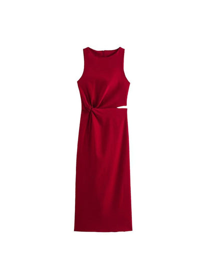 Sleeveless Cutout Ruched Maxi Dress