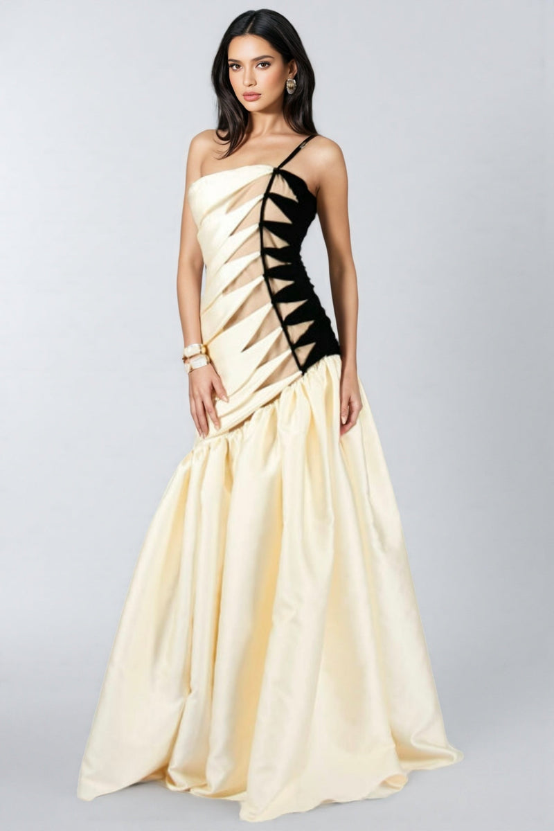 Branda Fishtail Satin Maxi Dress