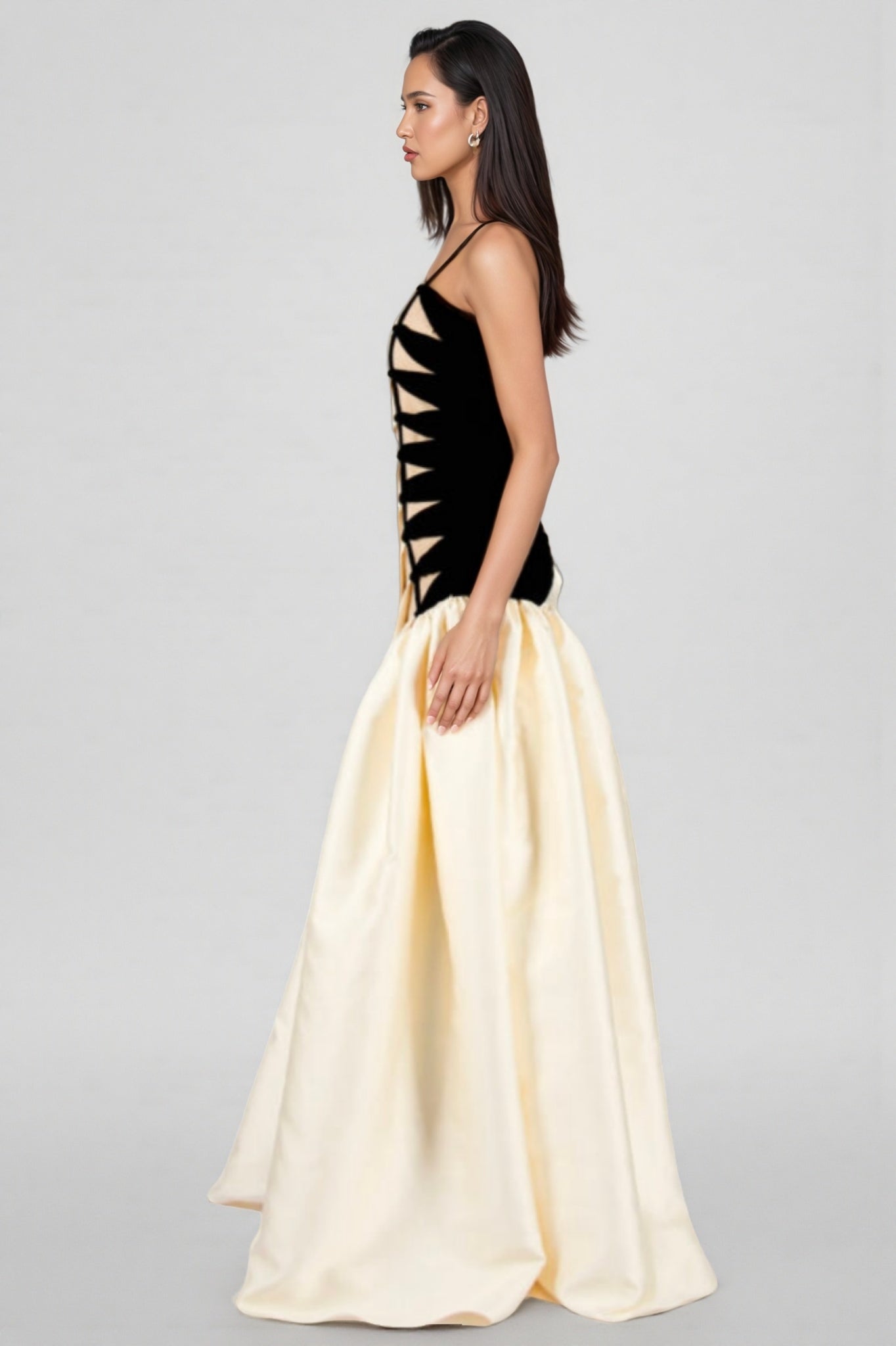 Branda Fishtail Satin Maxi Dress
