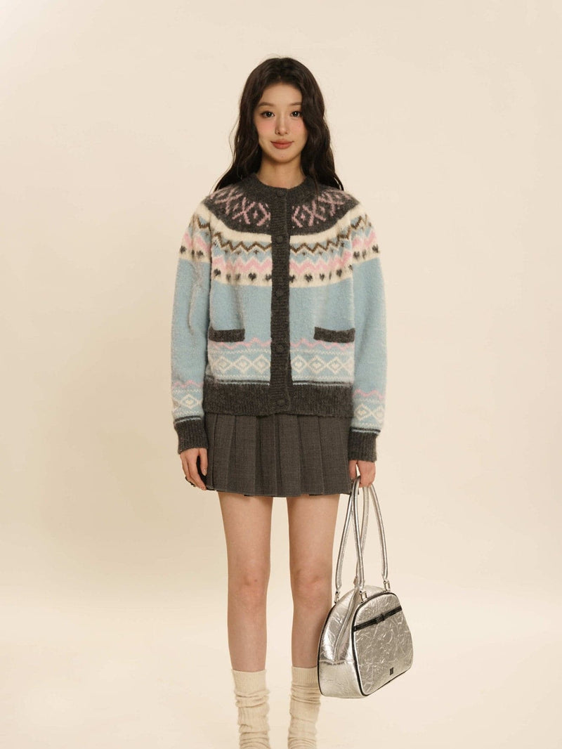 Knit Crew-neck Cardigan