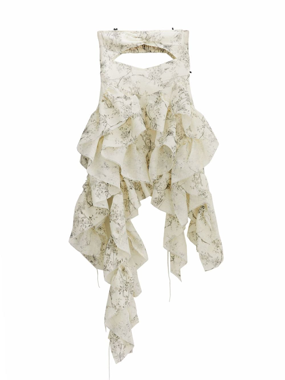 Fluffy Asymmetrical Front-cut Bare-top One-piece