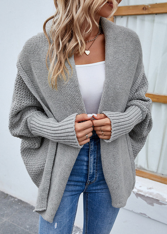 Italian Black Knit Cardigan Batwing Sleeve Qy031