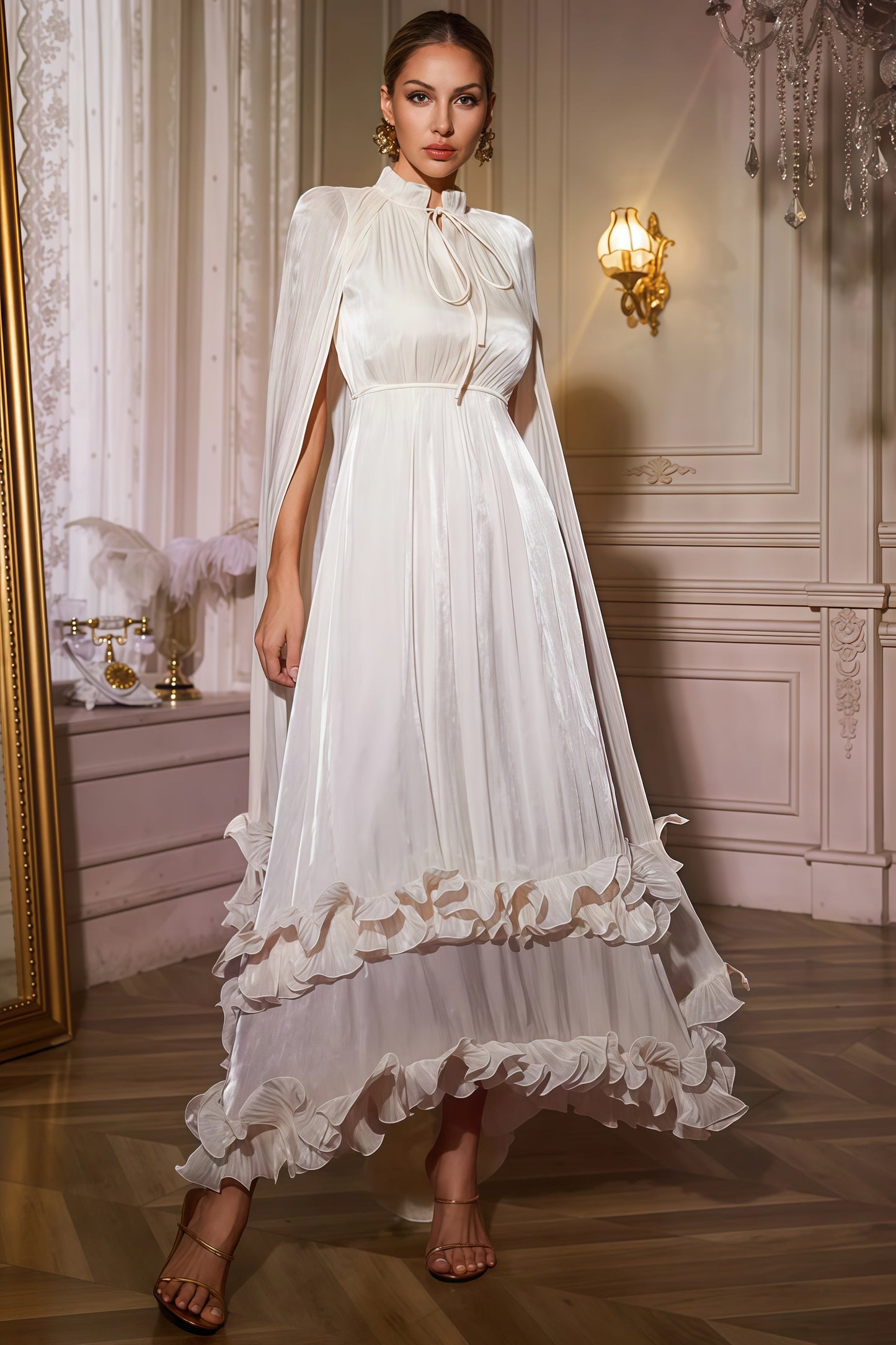Alarip Shawl Ruffle Maxi Dress